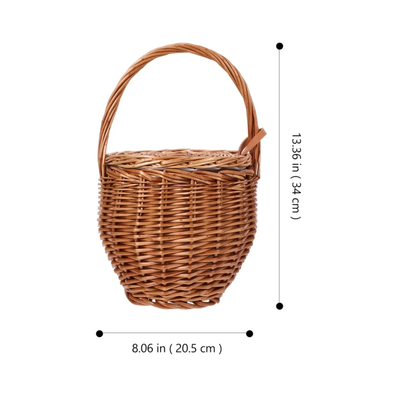 Handcrafted Wicker Flower Basket with Handle for Picnic Gatherings and Floral Arrangements 20.5cm - Image 4