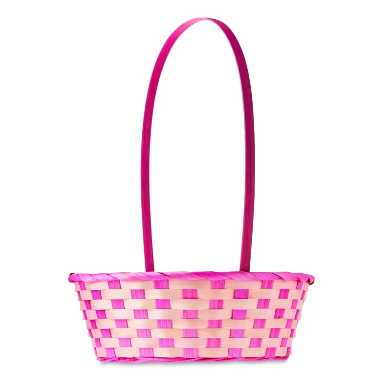 Large Round Pink Bamboo Rattan Storage Basket with Spacious Design for Home Organization - Image 4