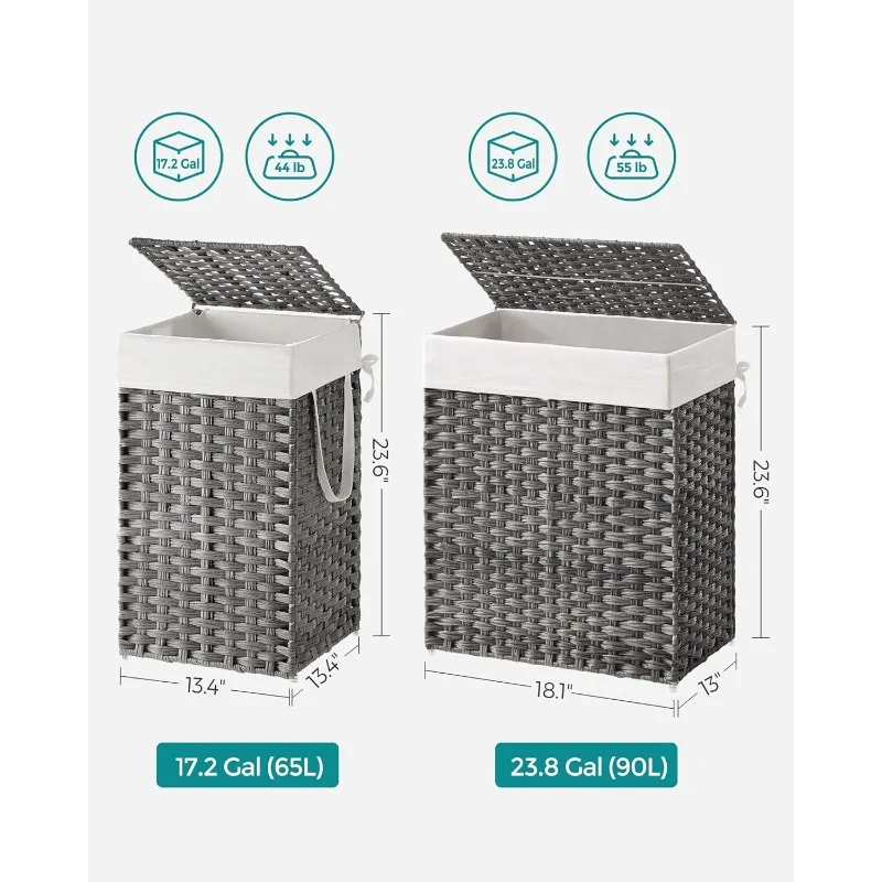 Strategically placed laundry hamper with lid for bathroom organization and moisture management