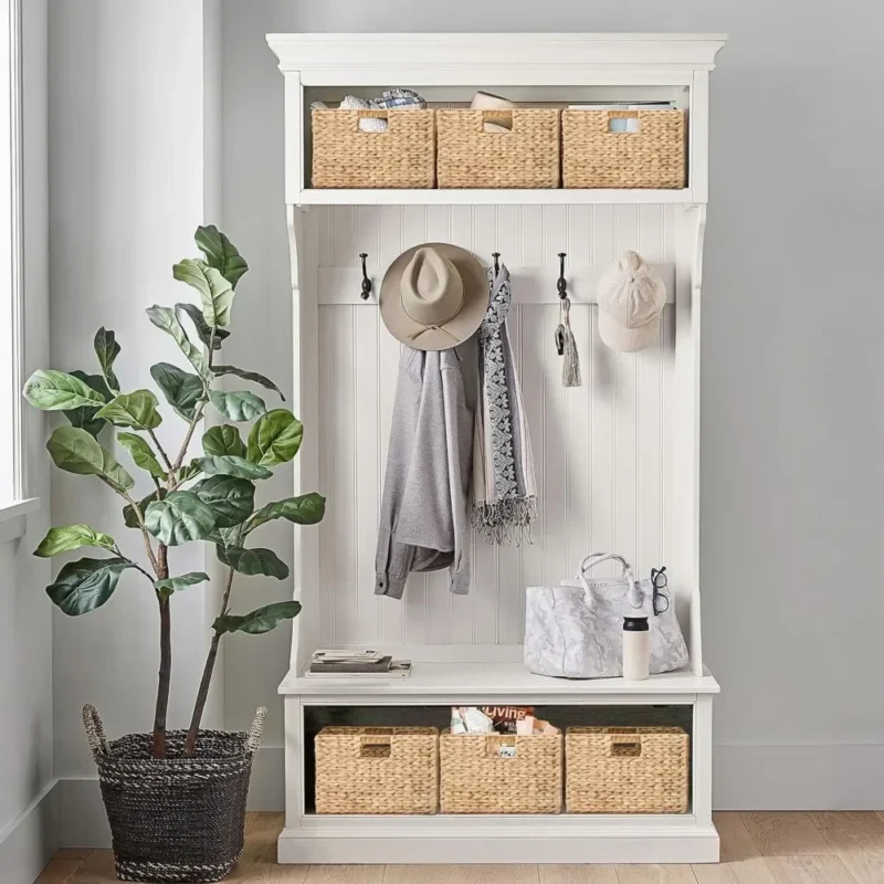 Extra Large Rectangular Water Hyacinth Storage Baskets with Iron Frame for Home Organization - Image 3