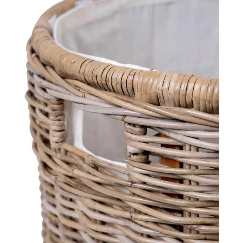 Large Round Wicker Laundry Hamper with Lid for Bedroom and Bathroom Storage - Image 3