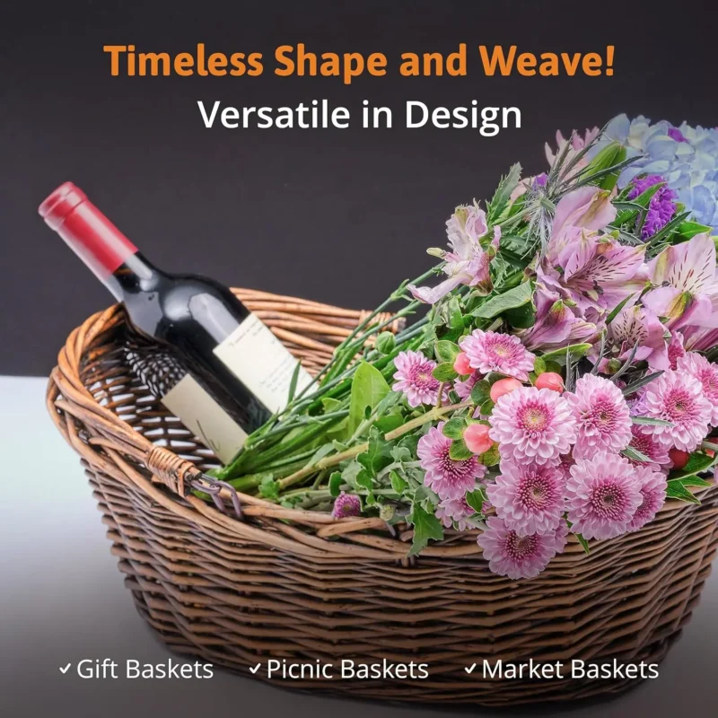 Small Natural Wicker Storage Basket with Handles for Home Organization - Image 3