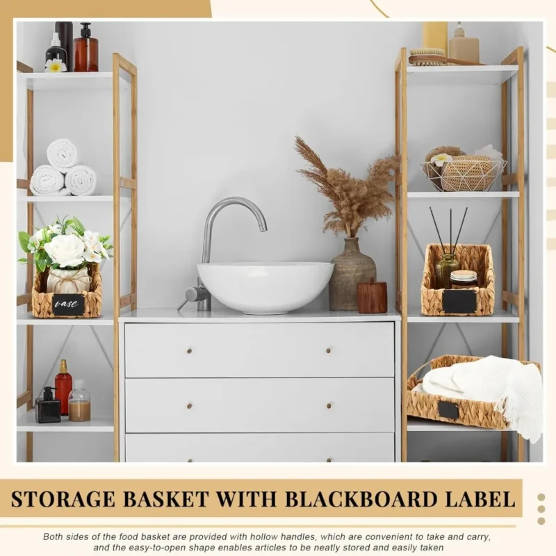 Handcrafted Natural Water Hyacinth Storage Basket Set with 4 Stackable Bins for Home Organization - Image 6