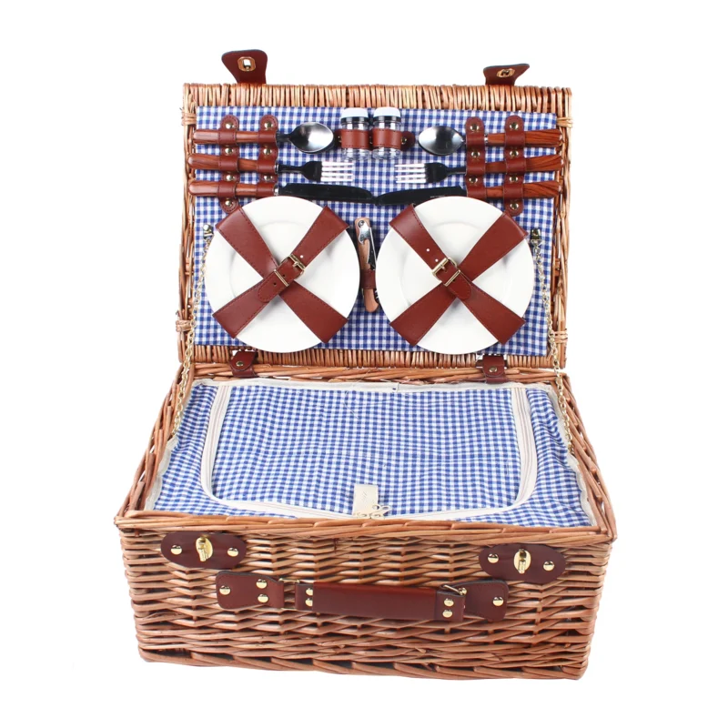 Deluxe 4-Person Wicker Picnic Basket Set with Insulation and Complete Dining Ware for Outdoor Adventures - Image 7