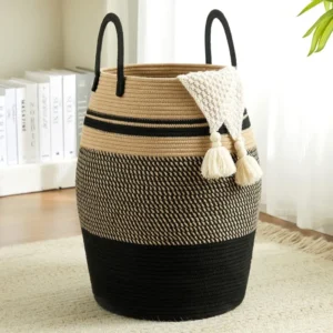 Extra Large 105L Woven Laundry Hamper with Handles for Clothes, Blankets and Toys Storage