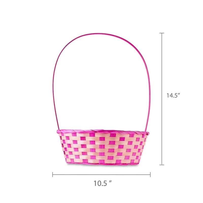 Large Round Pink Bamboo Rattan Storage Basket with Spacious Design for Home Organization - Image 6