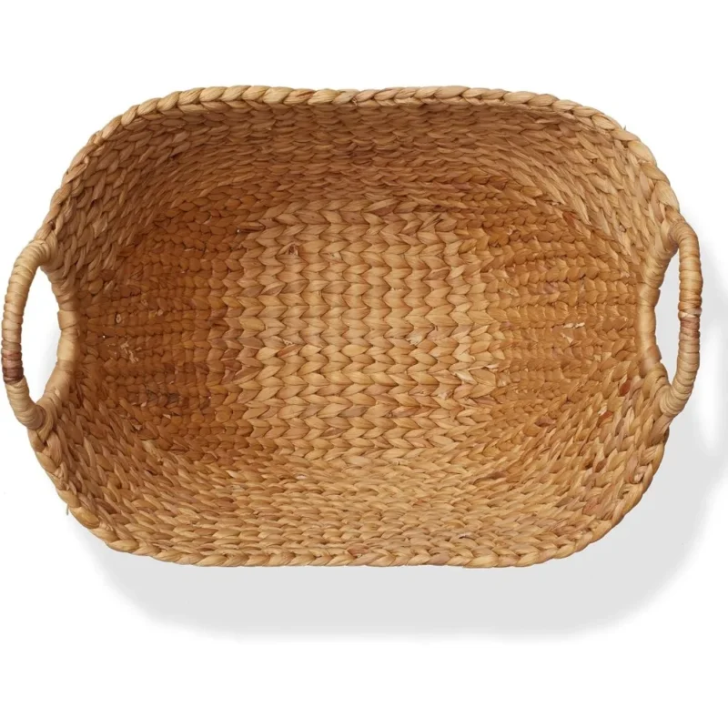 Large Water Hyacinth Laundry Basket with Handles for Home Organization and Storage - Image 6