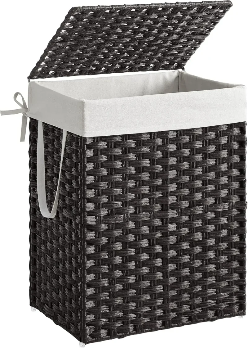 Large Synthetic Rattan Laundry Hamper with Lid and Handles for Bathroom Organization - Image 10