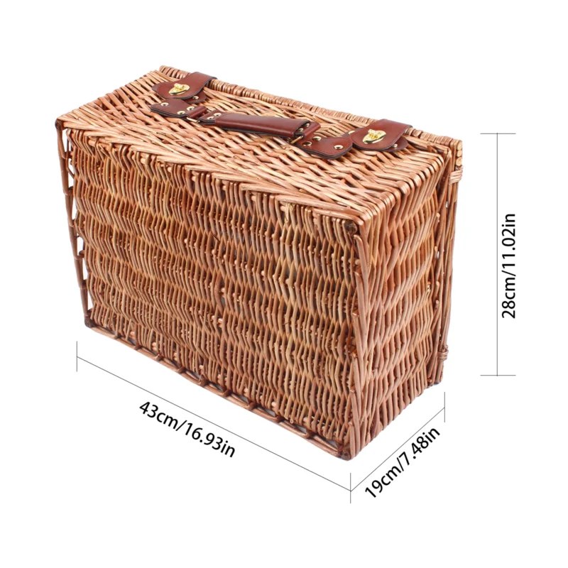 Deluxe 4-Person Wicker Picnic Basket Set with Insulation and Complete Dining Ware for Outdoor Adventures - Image 6