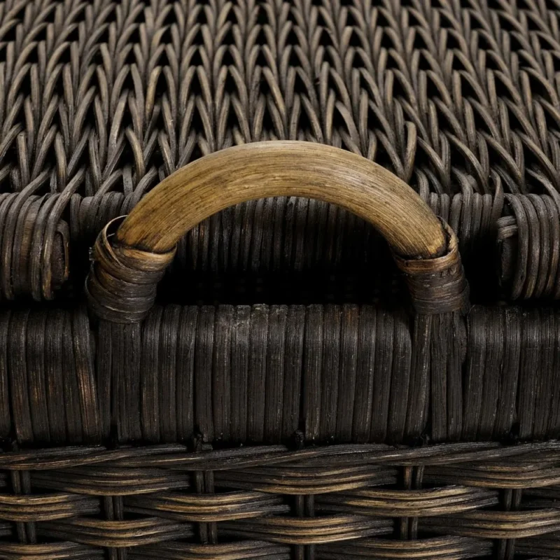 Medium Walnut Brown Rattan Storage Basket with Lift-Off Lid for Home Organization - Image 4