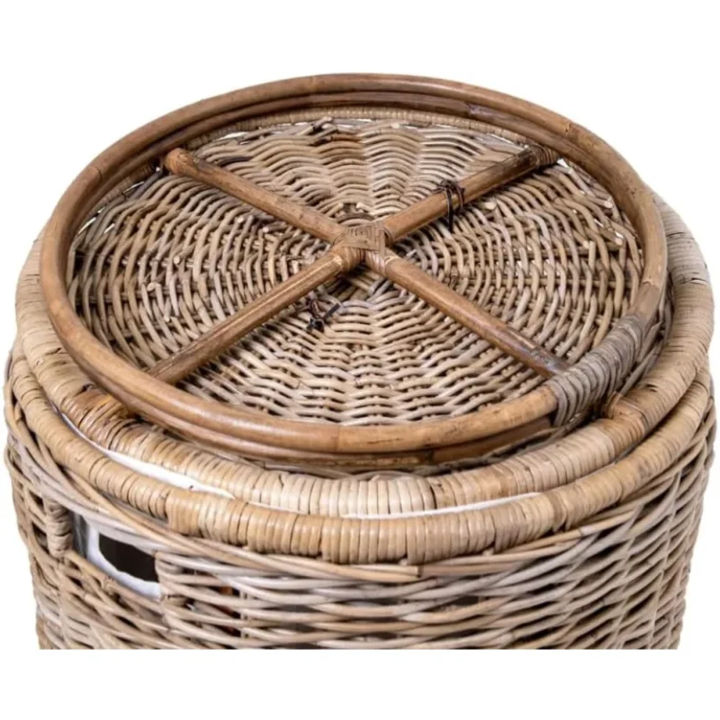 Large Round Wicker Laundry Hamper with Lid for Bedroom and Bathroom Storage - Image 4