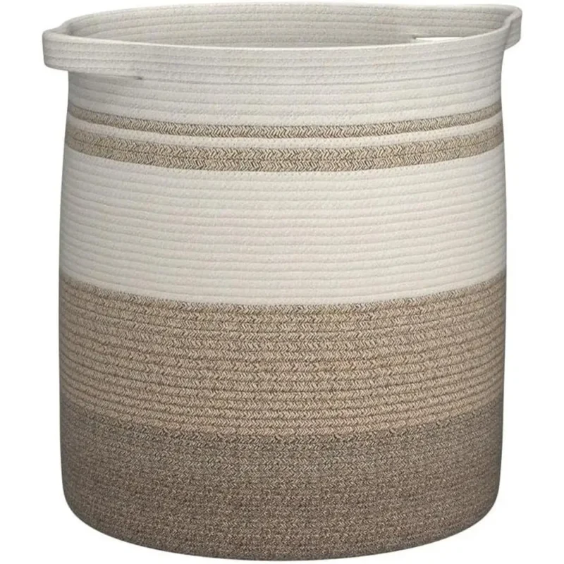 Large Collapsible Woven Storage Basket with Handles for Laundry Toys Blankets - Image 5