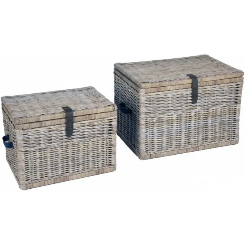 Large Rectangular Natural Rattan Wicker Storage Trunk with Lid and Handles for Blankets and Home Organization - Image 3