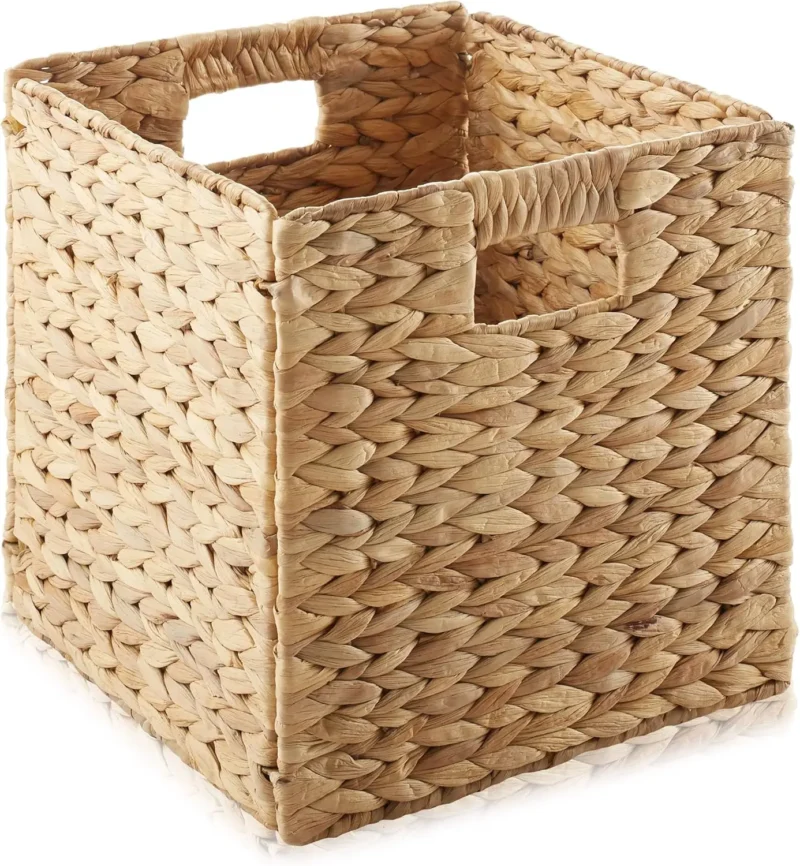 Handcrafted Water Hyacinth Storage Basket Cube with Collapsible Design for Home Organization and Decluttering - Image 3