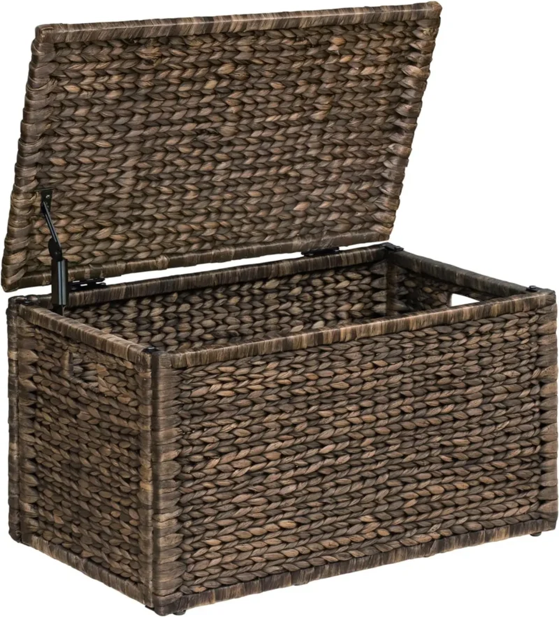 Large Natural Water Hyacinth Storage Trunk with Metal Frame for Home Organization - Image 8
