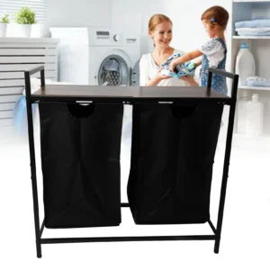 Large Capacity Woven Laundry Hamper with Steel Frame for Home Organization and Storage