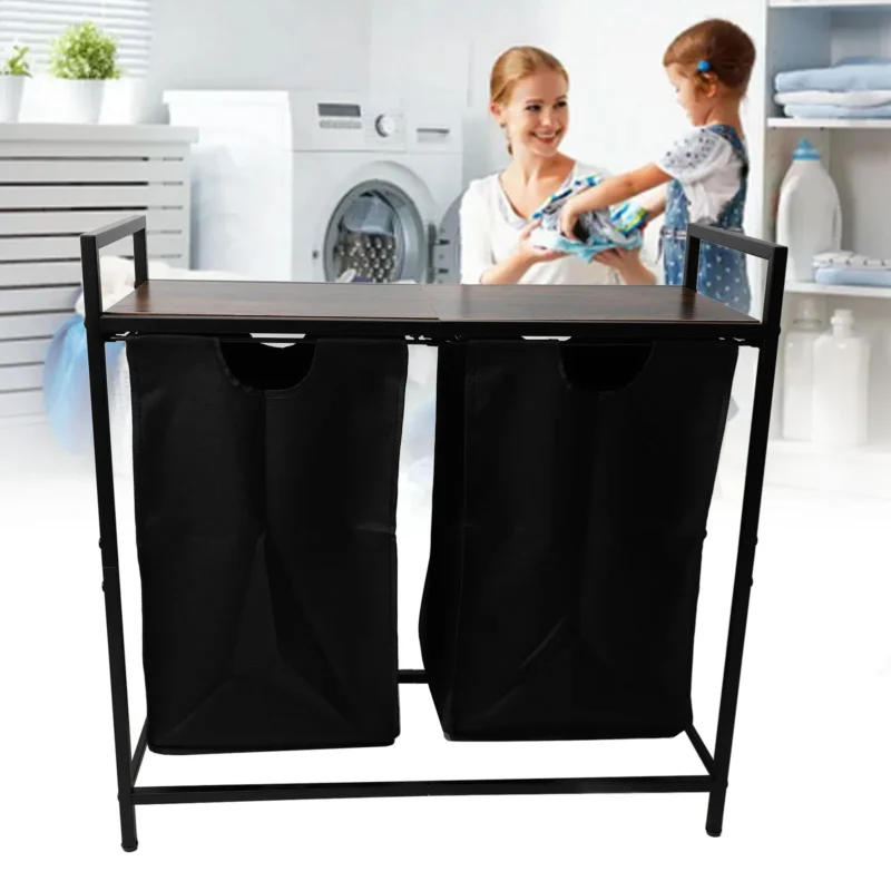 Large Capacity Woven Laundry Hamper with Steel Frame for Home Organization and Storage