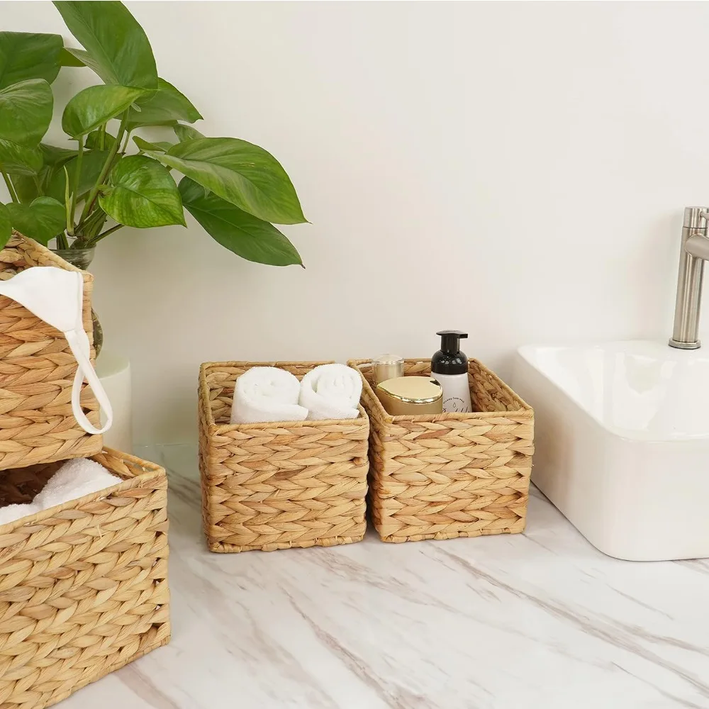 Versatile rectangular storage baskets that fit perfectly in corners
