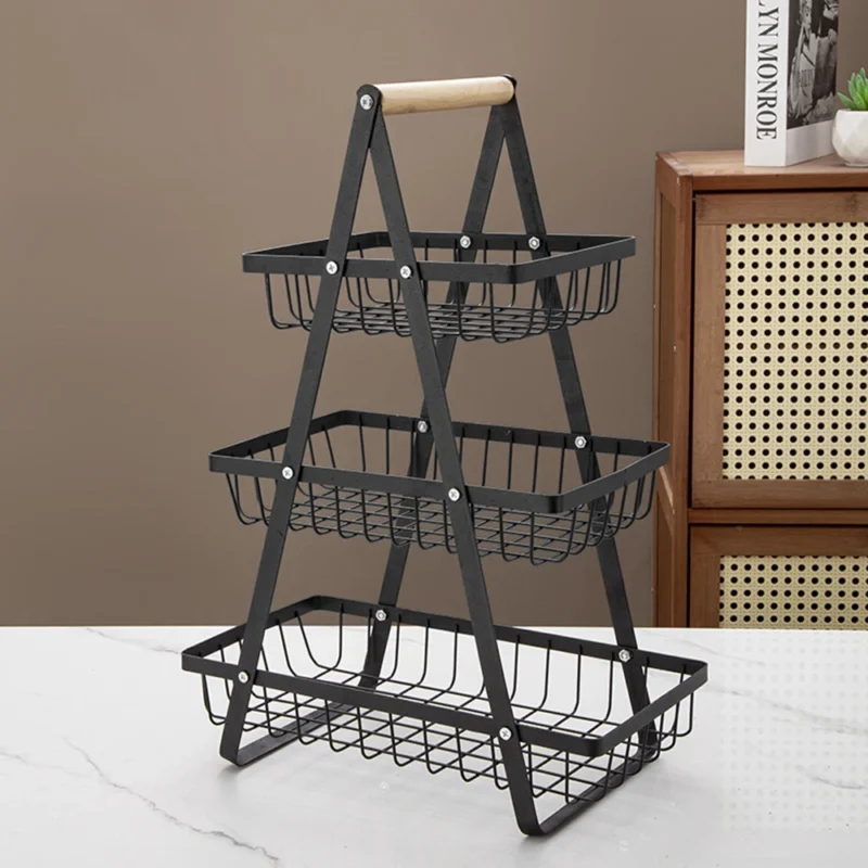 3-Tier Collapsible Mesh Hanging Storage Basket for Kitchen Fruit and Snacks Organization - Image 7
