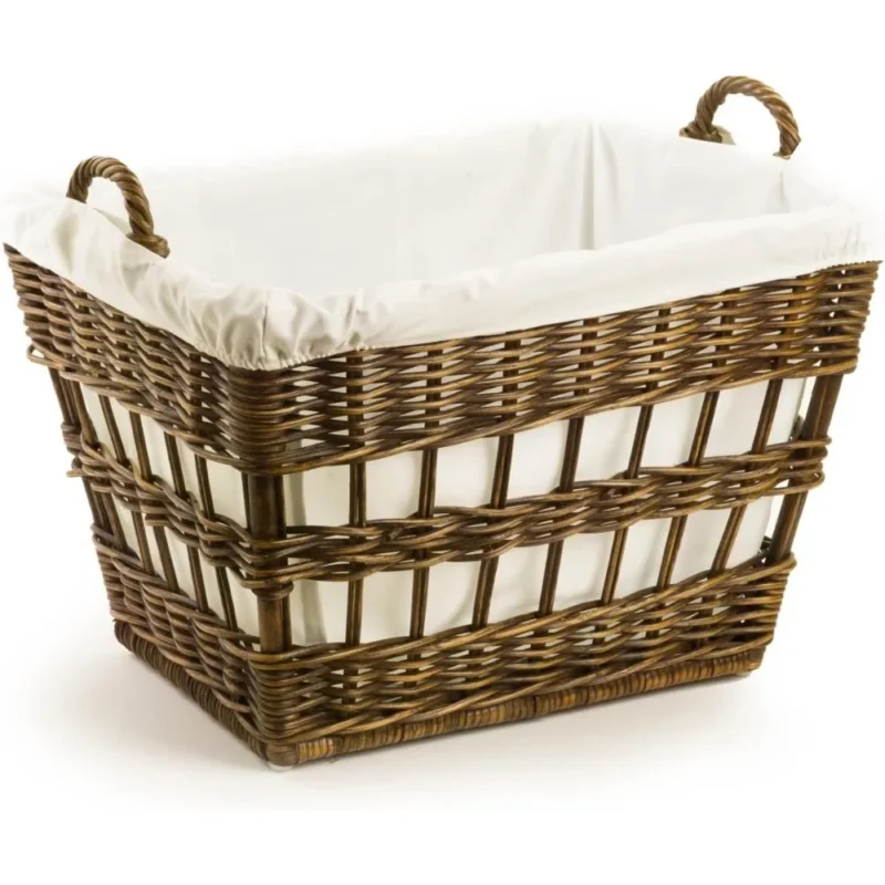 Large Round Rattan Laundry Basket with Removable Handle for Home Organization and Storage