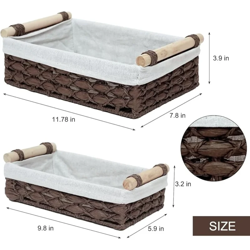 Handcrafted Natural Wicker Storage Basket with Handle for Bathroom Organization - Image 4