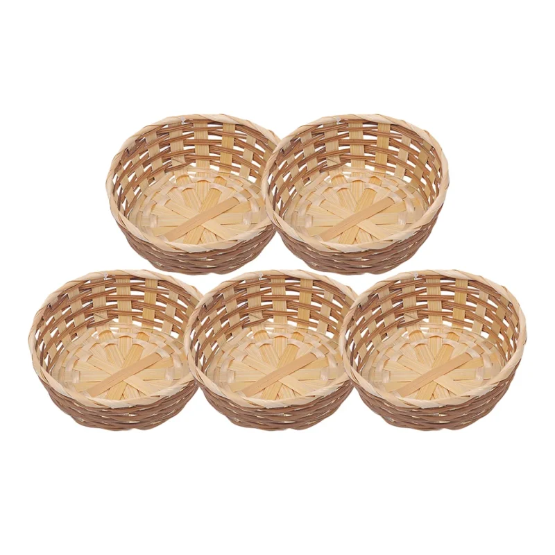 Natural Woven Bamboo Storage Basket Set of 5 with Handles for Kitchen Organization and Gift Giving - Image 6