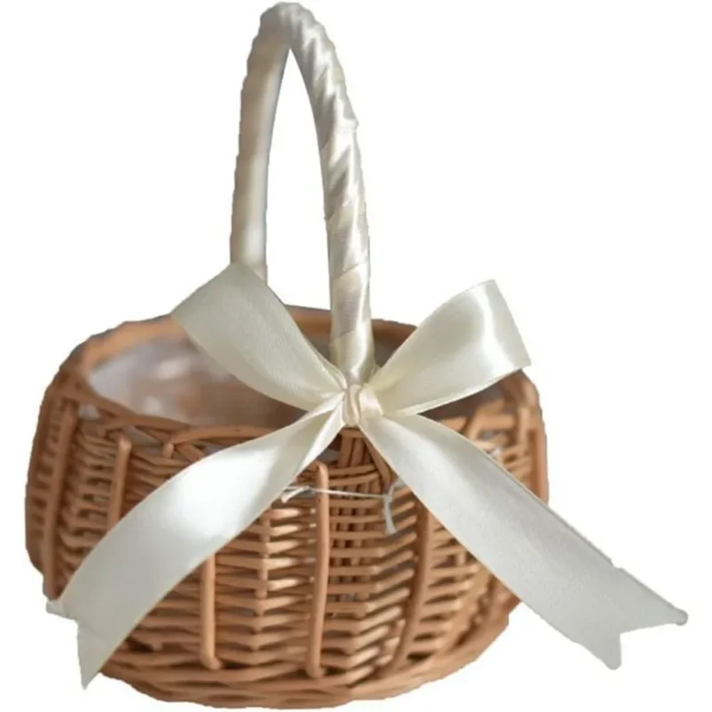 Large Handcrafted Natural Rattan Picnic Basket with Handle for Outdoor Dining and Storage