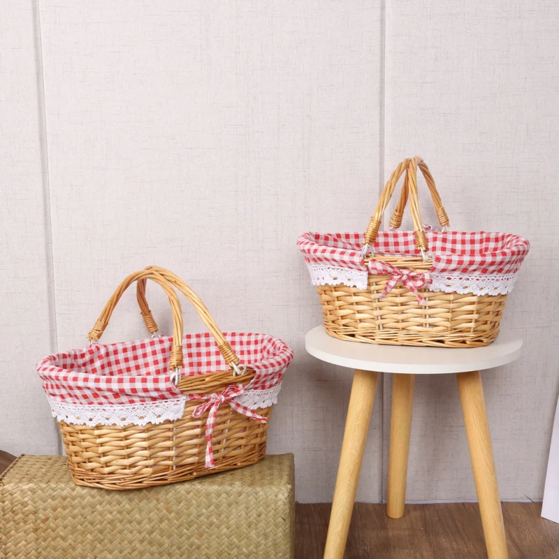Handcrafted Natural Rattan Picnic Basket with Handle for Outdoor Dining and Storage - Image 3