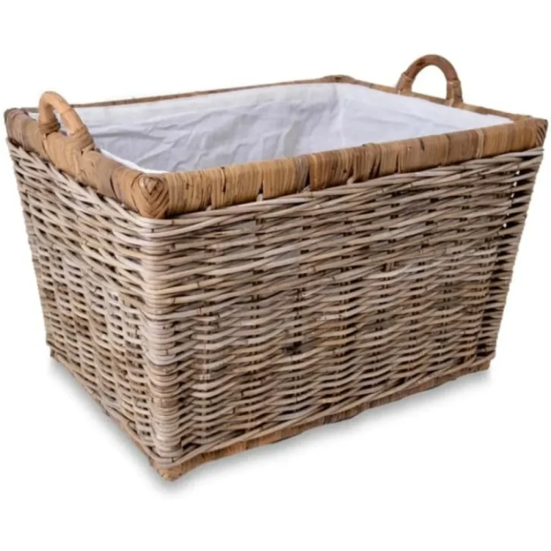 Rectangular Natural Rattan Storage Basket with Lift-Off Lid for Home Organization - Image 5