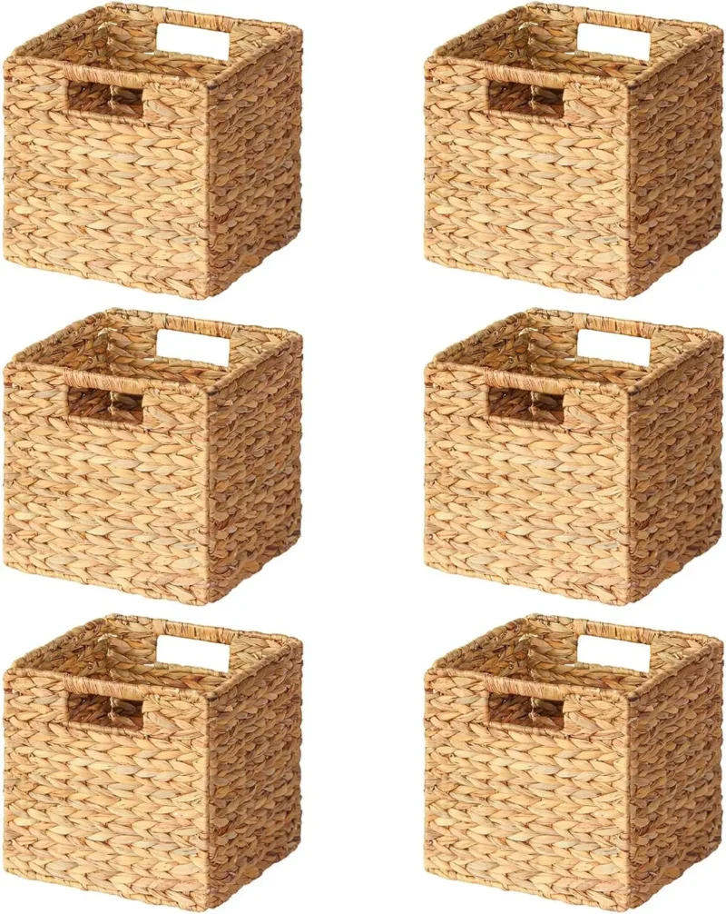 Large Water Hyacinth Woven Storage Basket with Handles for Home Organization and Shelf Storage - Image 8