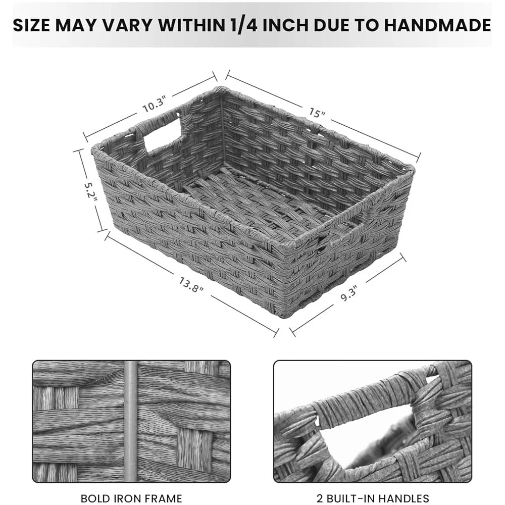 Natural and synthetic wicker baskets showing different aesthetic qualities and design applications