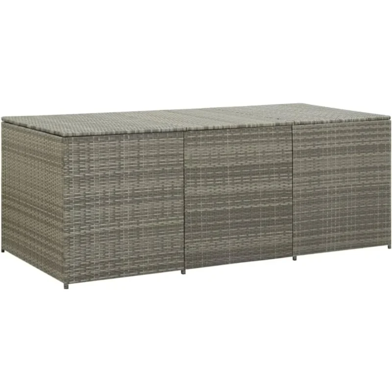 Large Wicker Rattan Patio Storage Chest with Hinged Lid for Outdoor Organization