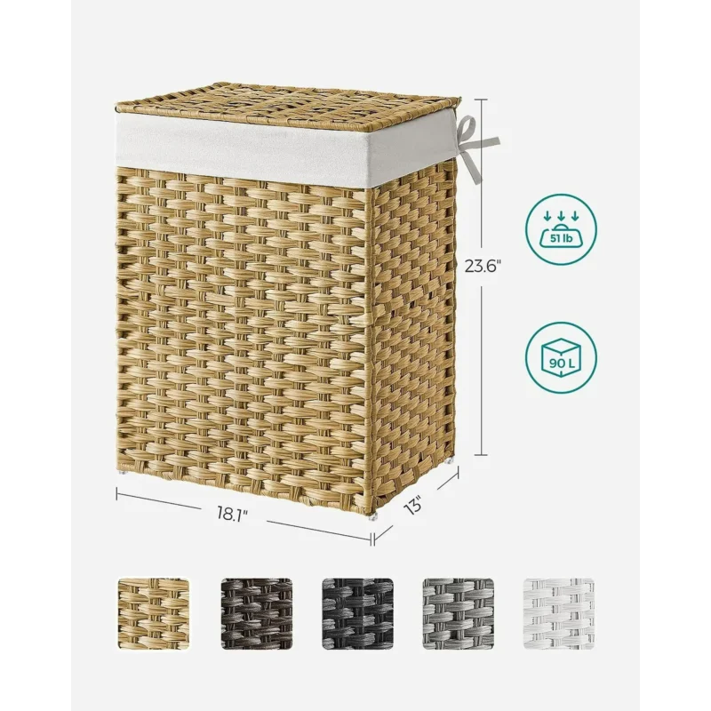 Large Natural Seagrass Laundry Hamper with Lid and Handles for Bathroom Storage - Image 3