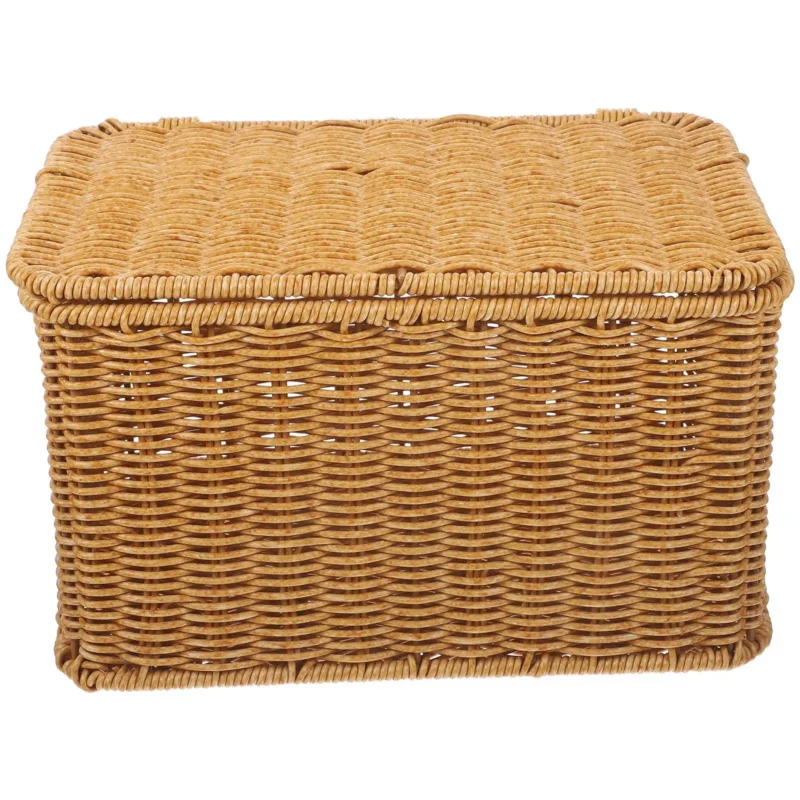 Large Natural Rattan Storage Basket with Lid for Home Organization and Clothing Storage - Image 7
