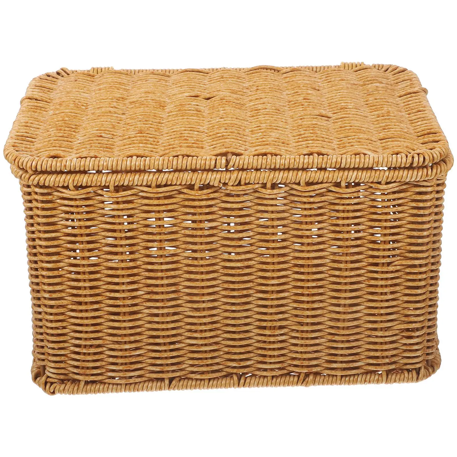 Large rattan storage basket with lid for versatile home organization solutions