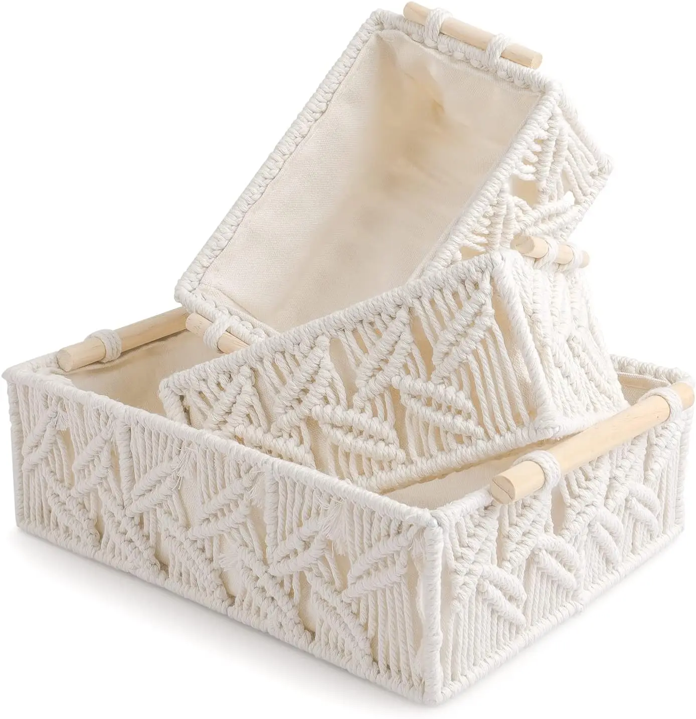 Tall corner baskets maximizing vertical space with stylish organization