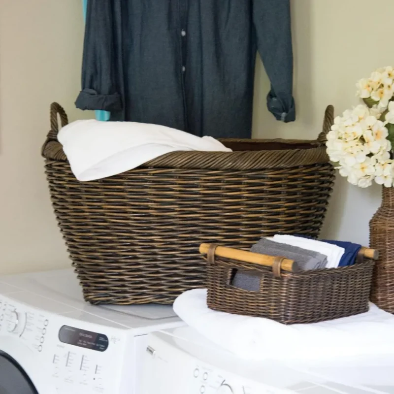 Large Oval Wicker and Rattan Laundry Basket with Handles for Bathroom and Bedroom Storage - Image 4