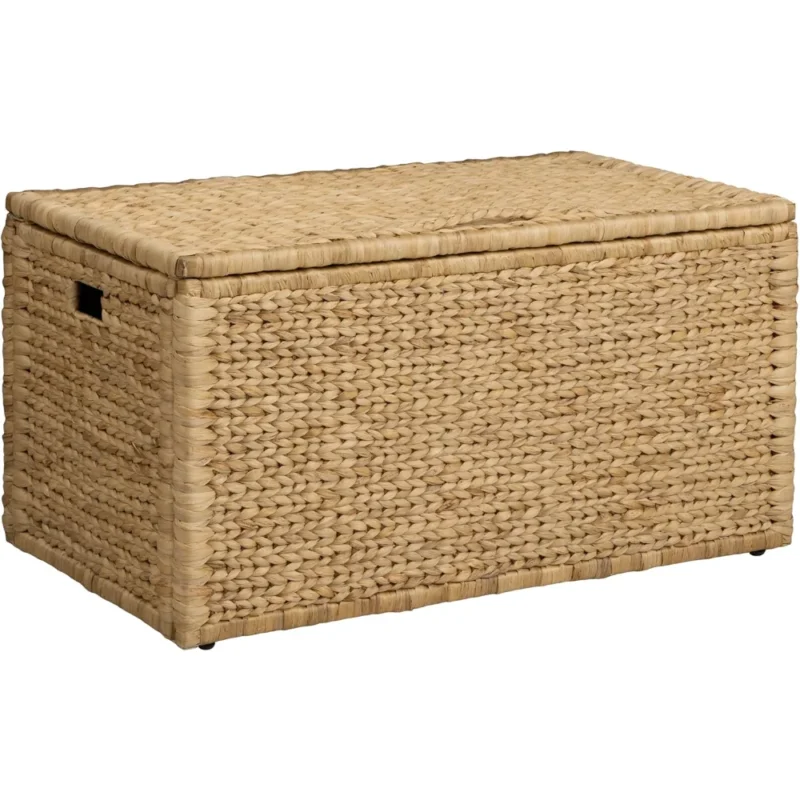 Large Natural Water Hyacinth Storage Trunk with Metal Frame for Home Organization - Image 3