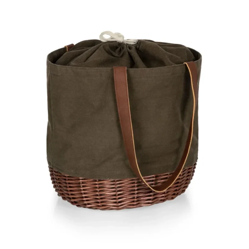 Handcrafted Wicker Picnic Basket Tote with Canvas Lining for Outdoor Dining and Gatherings - Image 2