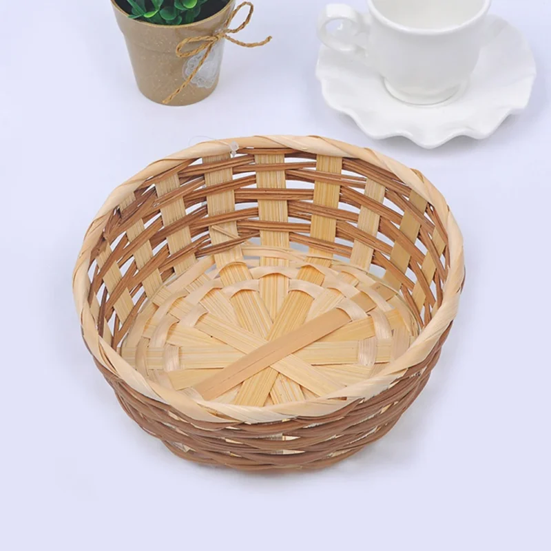 Natural Woven Bamboo Storage Basket Set of 5 with Handles for Kitchen Organization and Gift Giving - Image 2