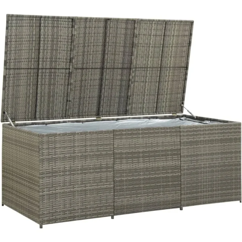 Large Wicker Rattan Patio Storage Chest with Hinged Lid for Outdoor Organization - Image 2