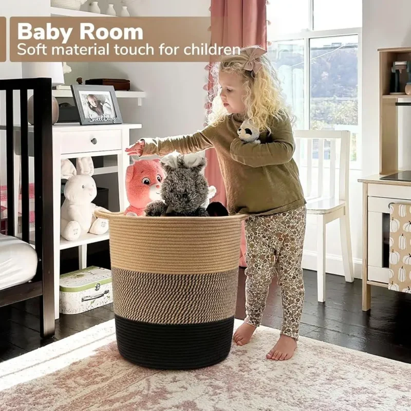 Large Jute Rope Woven Laundry Hamper with Soft Handles for Bedroom Storage and Organization - Image 4