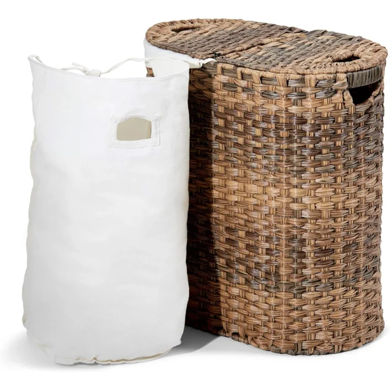 Large Handwoven Bamboo Laundry Basket with Handles for Bathroom Organization and Home Storage - Image 2