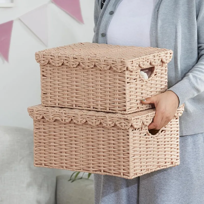 Modern wicker storage basket with clean lines exemplifying minimalist wicker design principles